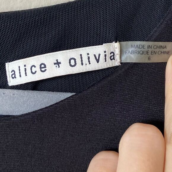 Alice + Olivia Zilla Goat Leather Mini Back Dress Paneled Ponte Size 6 - Picture 8 of 9